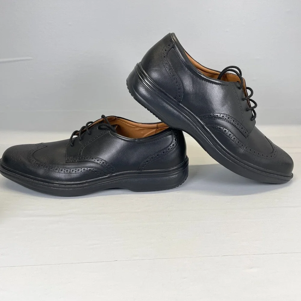 Dr. Comfort Wing Oxford Shoes Mens Size 12 M Black Leather Lace Up Diabetic